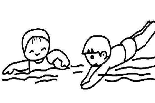 儿童游泳怎么画简单图片