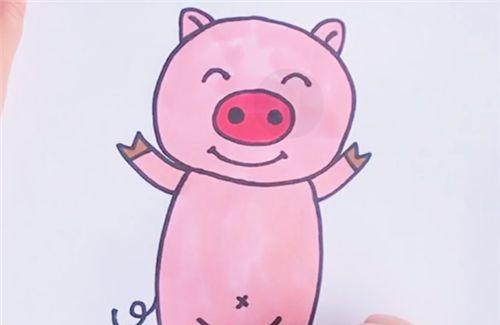 卡通彩色猪简笔画的画法