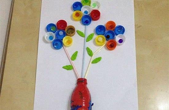 环保瓶盖花瓶制作方法