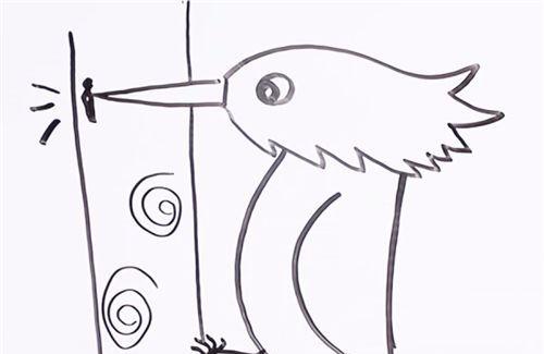 卡通啄木鸟简笔画的画法