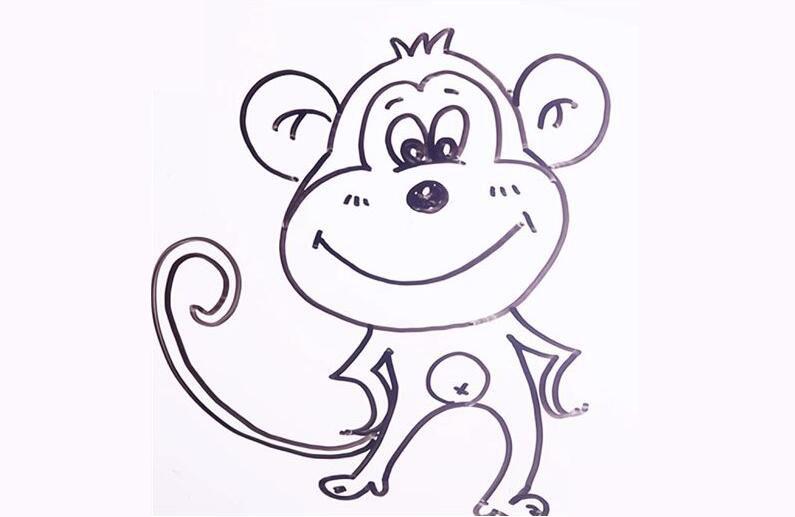 简单的猴子简笔画的画法步骤图