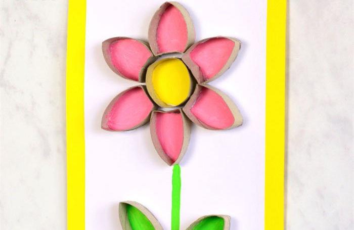 纸筒半立体彩色花朵画制作方法
