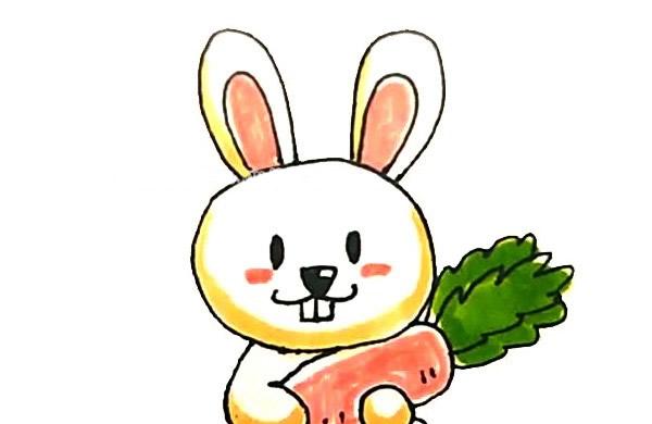 卡通彩色兔子简笔画的画法