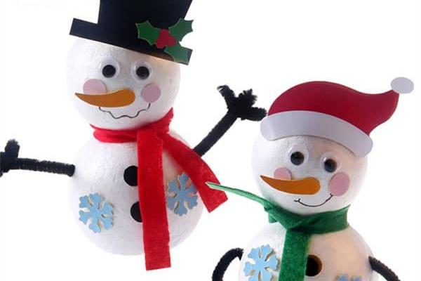 泡沫球立体雪人制作教程