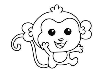 卡通可爱小猴子简笔画的画法