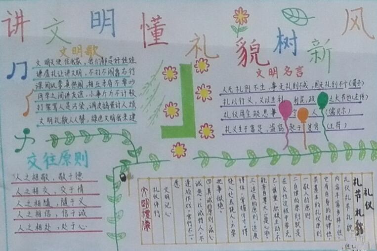 礼貌待人手抄报图片