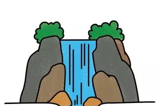 瀑布简笔画步骤图解