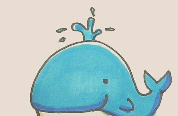 可爱彩色鲸鱼简笔画的画法