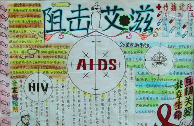 防治艾滋手抄报图片