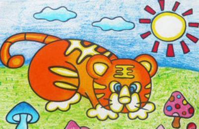 儿童画老虎图片大全可爱 关于老虎的儿童画图片大全