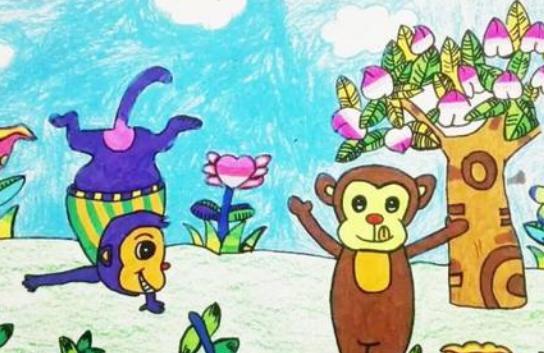 儿童画小猴子怎么画图片大全 小猴子儿童画作品