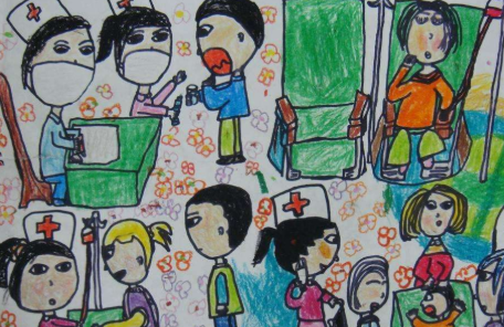 关于医生护士的儿童画 感谢医生护士的儿童画
