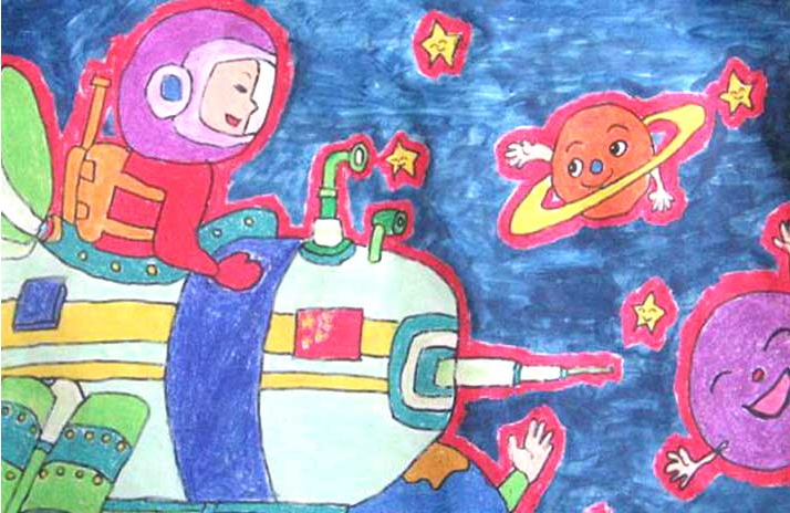 儿童航空航天想象画 儿童航空航天绘画作品