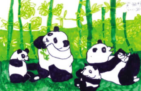 熊猫和竹子儿童画图片大全