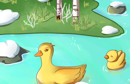 小鸭子学游水的故事