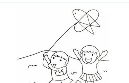 小孩放风筝的简笔画图片大全