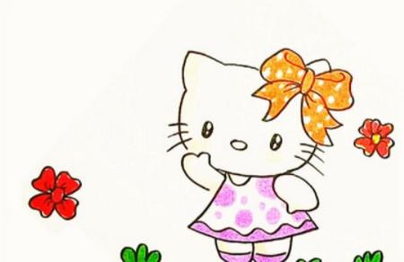 凯蒂猫简笔画带颜色可爱