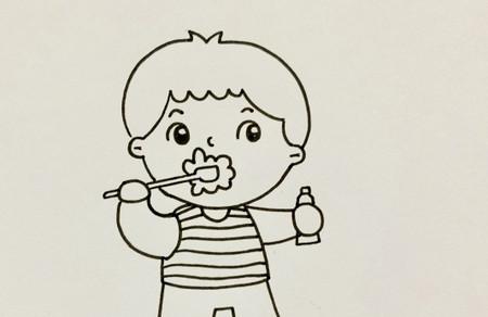儿童刷牙简笔画步骤图解