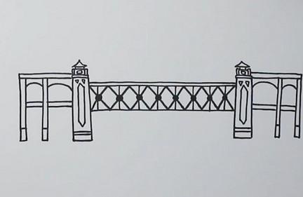 武汉长江大桥简笔画步骤