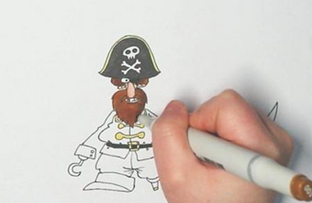 海盗船长简笔画怎么画