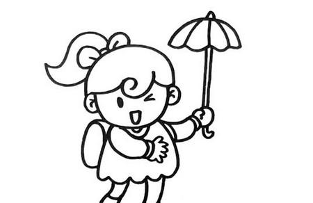 打伞的小女孩怎么画又简单又可爱