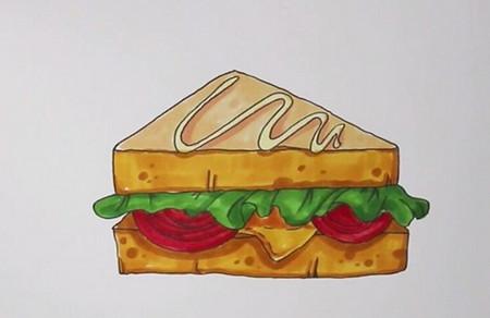 三明治的简笔画怎么画