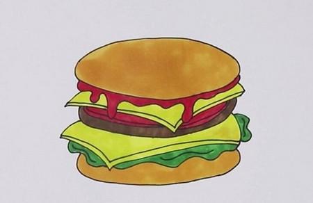 汉堡简笔画怎么画