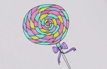 棒棒糖怎么画简笔画步骤带颜色