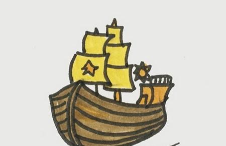 古代的船怎么画简笔画