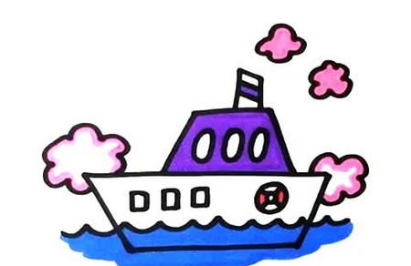 卡通轮船简笔画带颜色