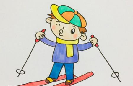 儿童滑雪简笔画步骤