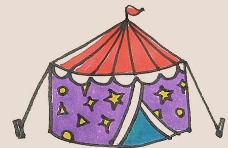馬戲團帳篷簡筆畫彩色