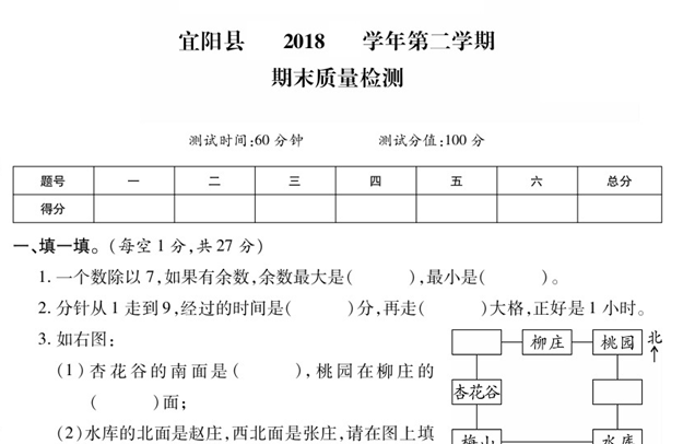 2020年苏教版二年级下册数学期末测试卷十三电子版免费下载