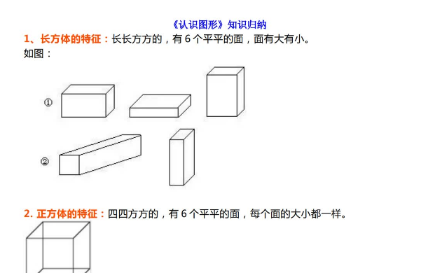 一年级数学上册《认识图形+认识钟表》知识点归纳及课后练习题电子版免费下载