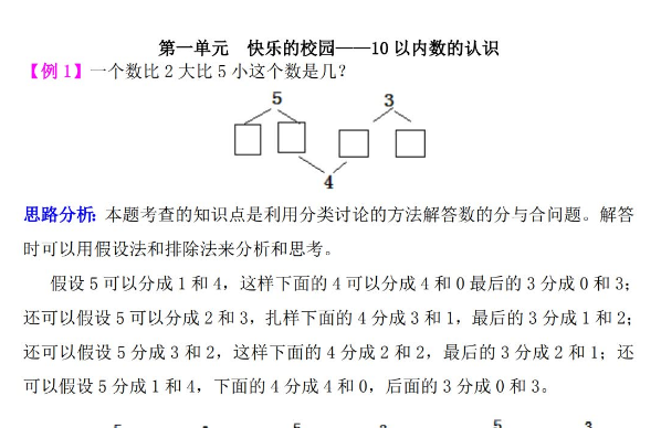 一年级数学快乐的校园：10以内数的认识检测题解析电子版免费下载