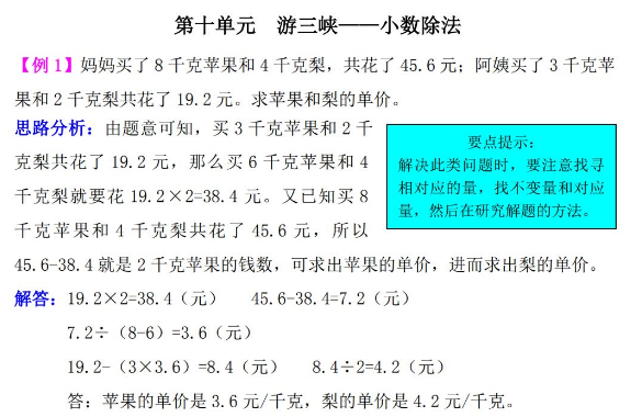 四年级数学游三峡:小数除法检测题解析(难题)