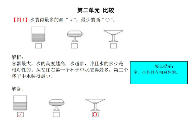 2021年北师大版一年级上册第二单元比较试题解析