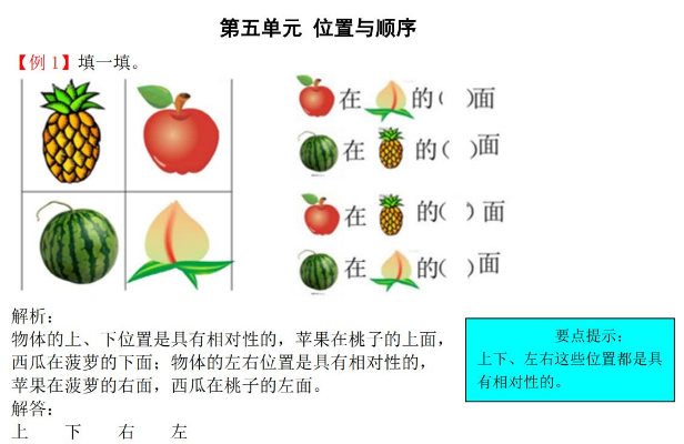 2021年北师大版一年级上册第五单元位置与顺序试题解析