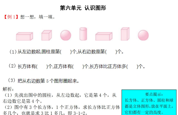 2021年北师大版一年级上册第六单元认识图形试题解析