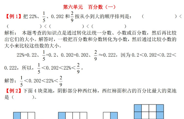 2021年人教版六年级上册第六单元百分数（一）试题解析​