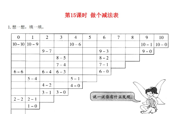 2021年秋北师大版一年级数学上册第三单元加与减法一第15课时做个减法课堂作业