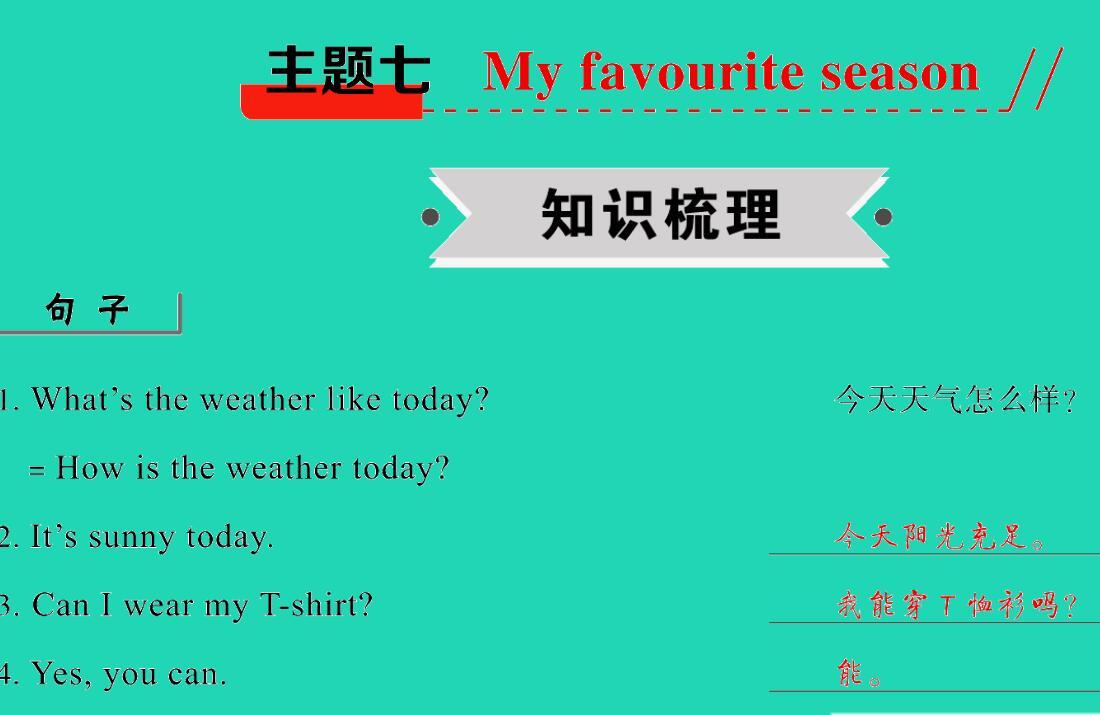 2021小考英语满分特训主题七My favourite season(讲)课件PPT免费下载