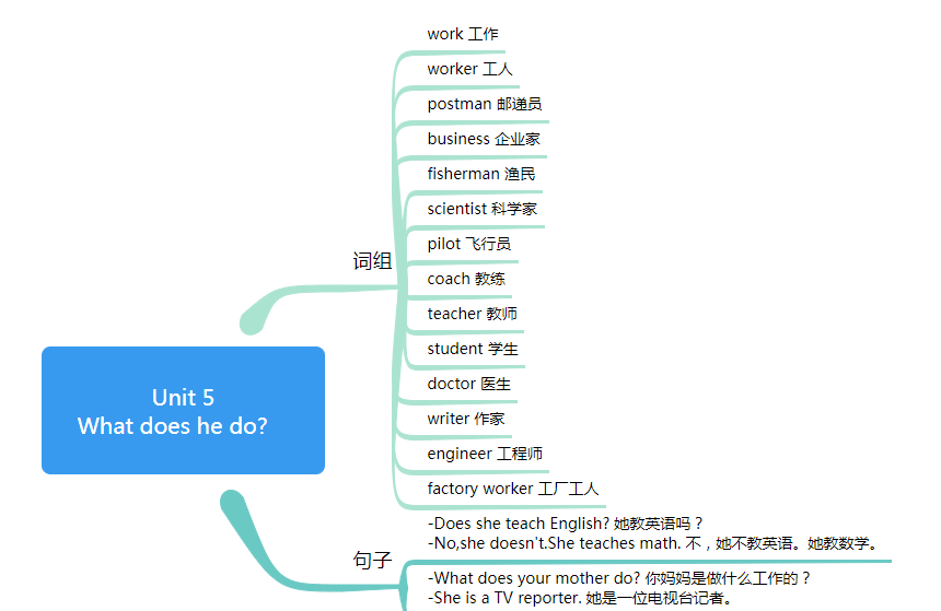 六年级上册英语思维导图第五单元(人教版)