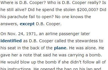 D.B. Cooper Lives On (1)原版英文小故事MP3音频免费下载