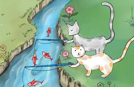 小猫达达钓鱼的故事